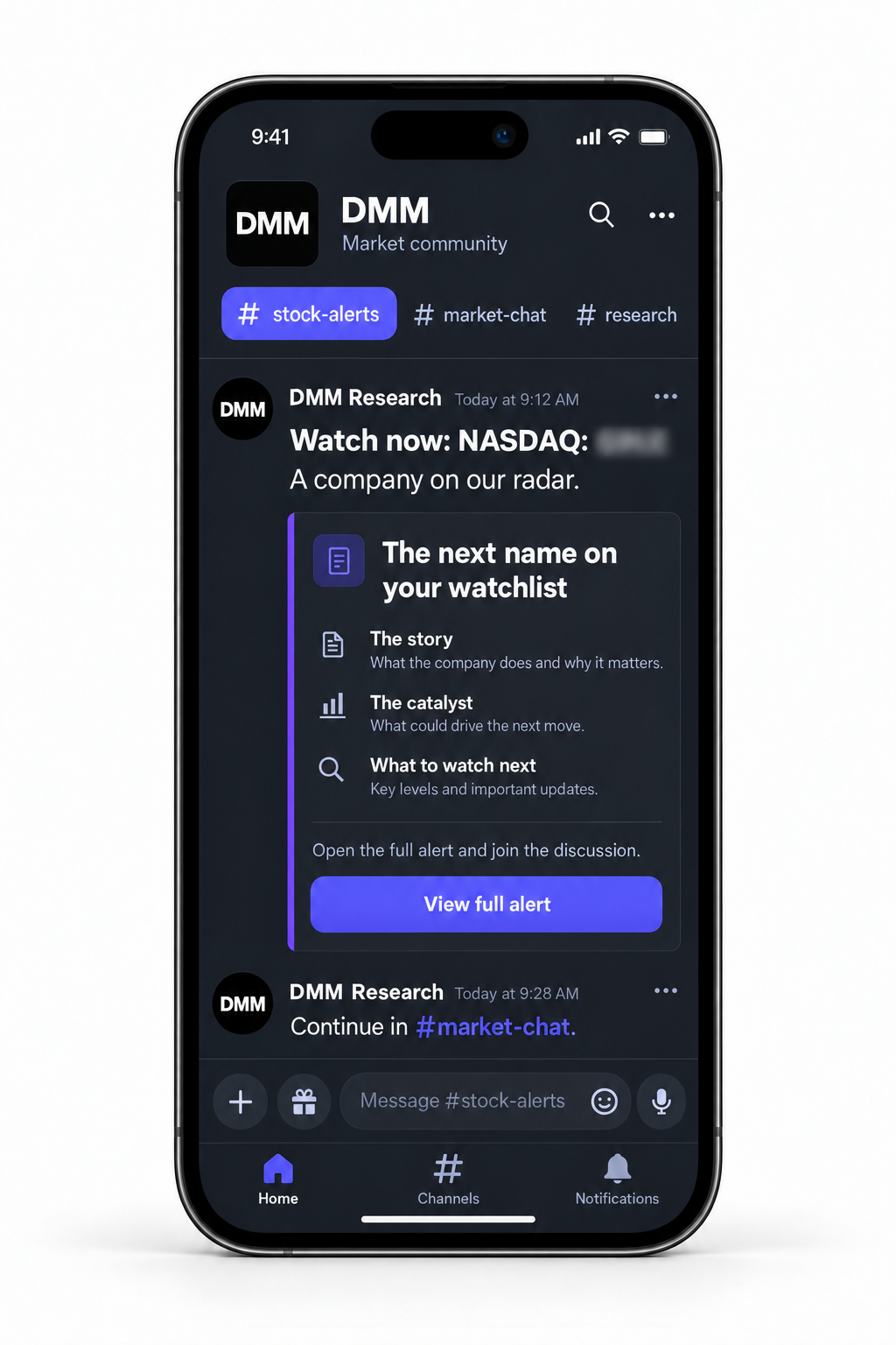 Example DMM discord stock alert